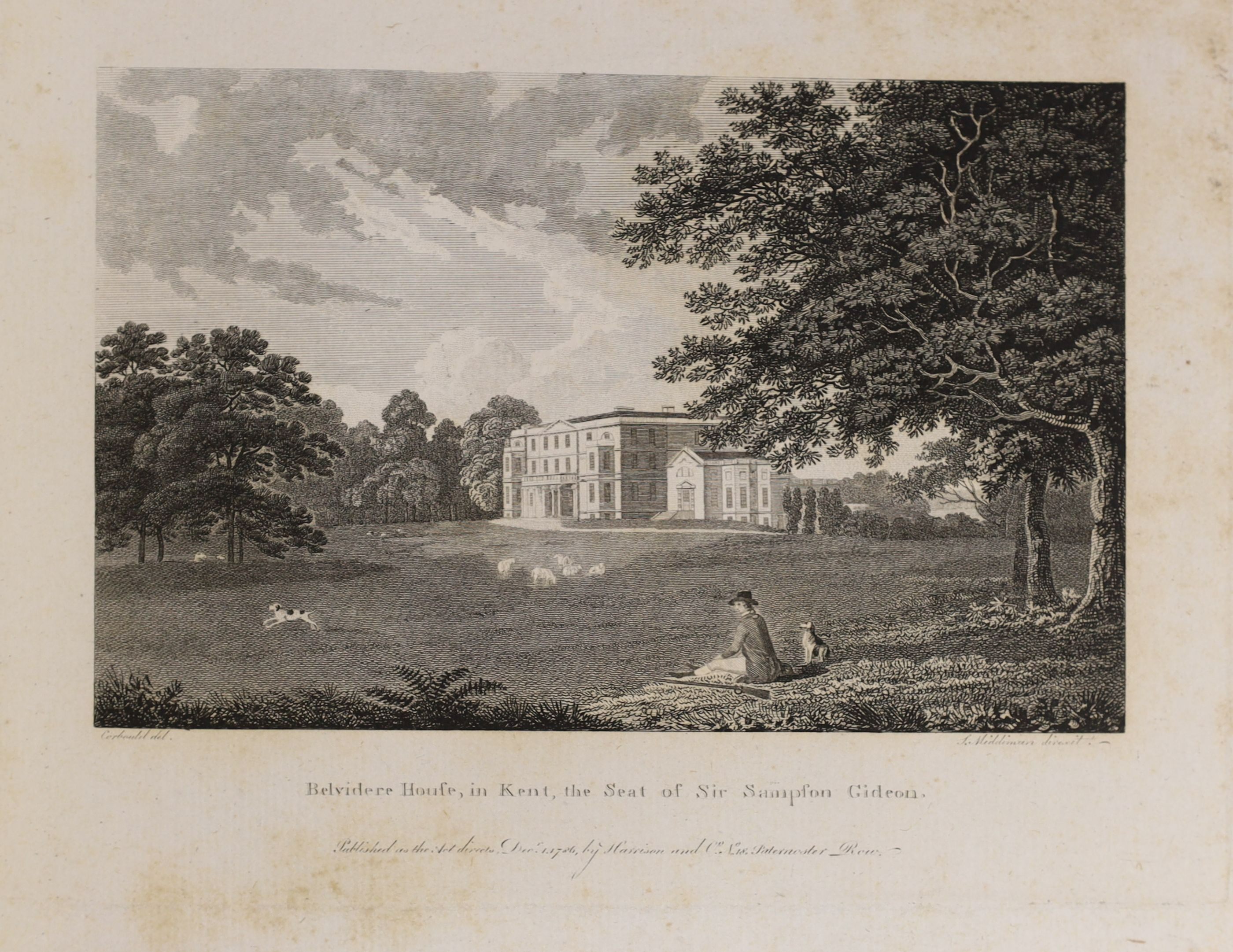 Picturesque - Picturesque Views of the Principal Seats of the Nobility and Gentry in England and Wales, oblong 4to, contemporary green morocco gilt, with engraved title and 100 plates, Harrison & Co., London, [1786-87],